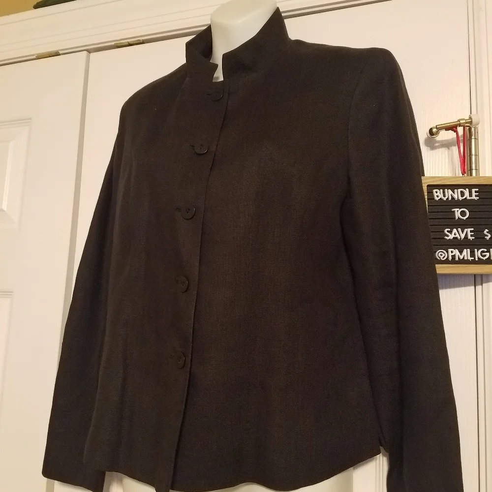 Talbots Black Linen Skirt Suit Set (Skirt 8 Reg) (Jacket 8 Petite)